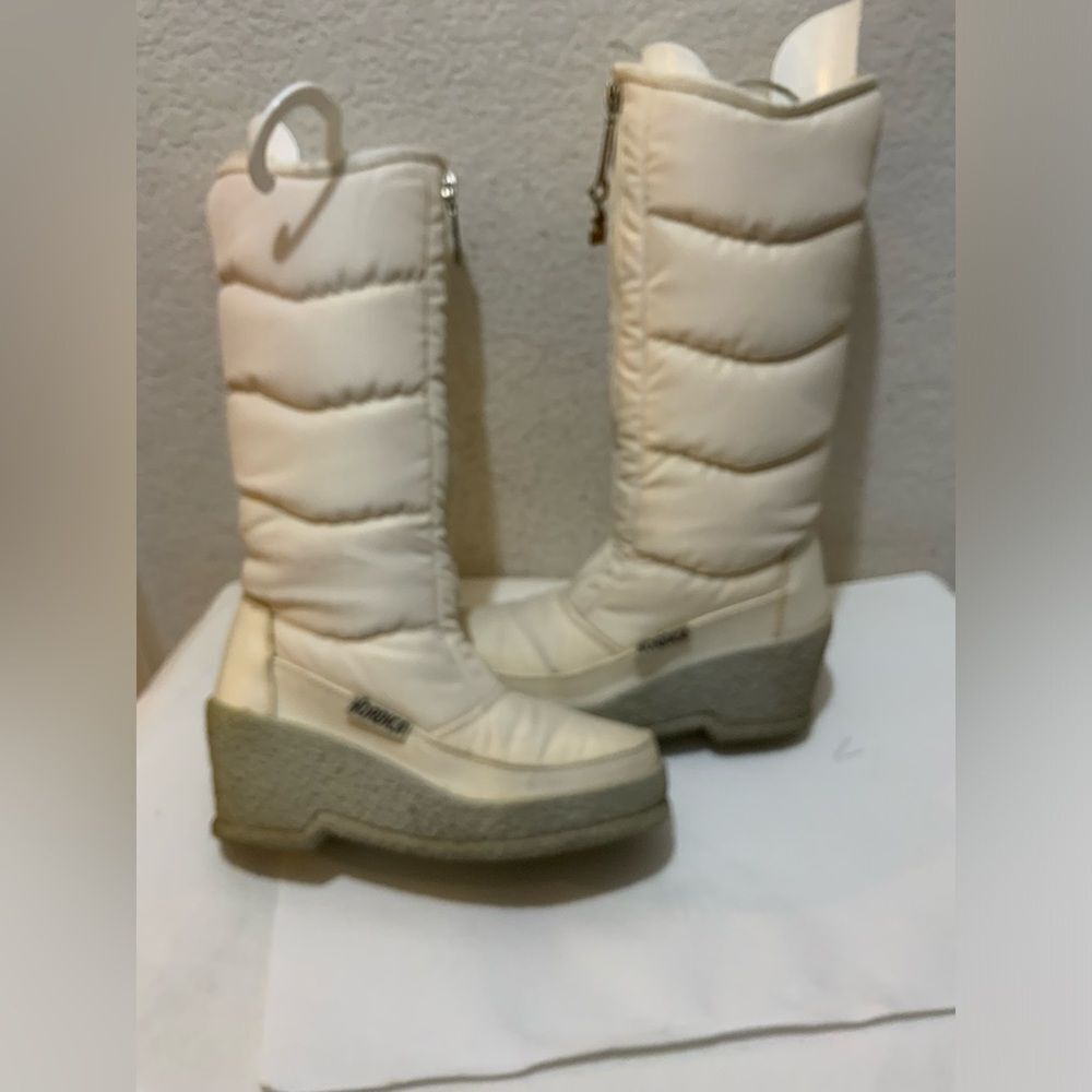 Vintage Nordica winter  front zip wedge Fur Boots cream size 36 Italy